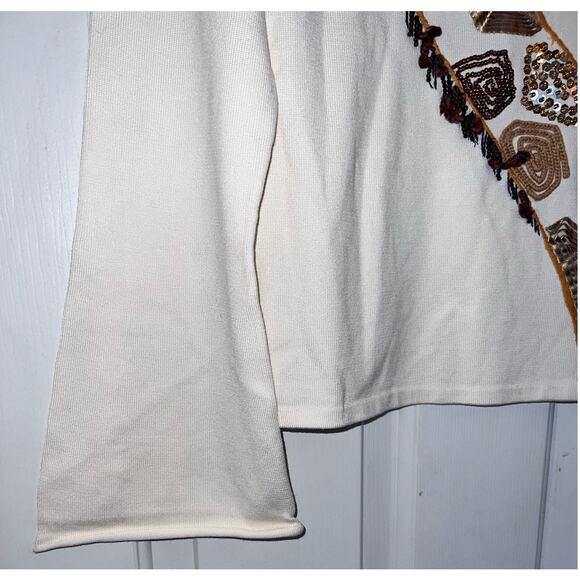 Michael Simon Vintage Giraffe Beaded Spun Silk Blend Sweater - Size Medium -OG - Picture 6 of 11